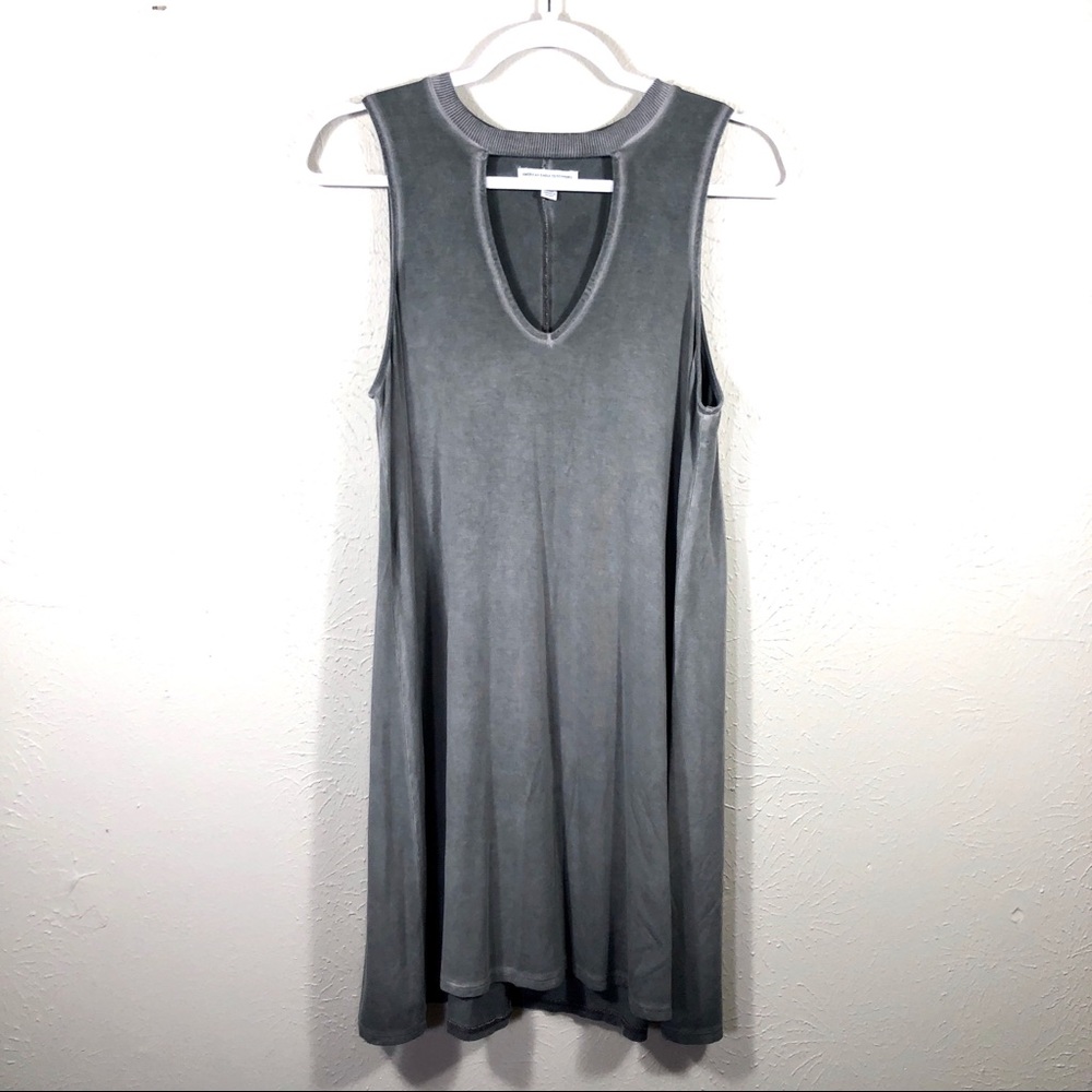Gray Distressed T-shirt Dress American Eagle M